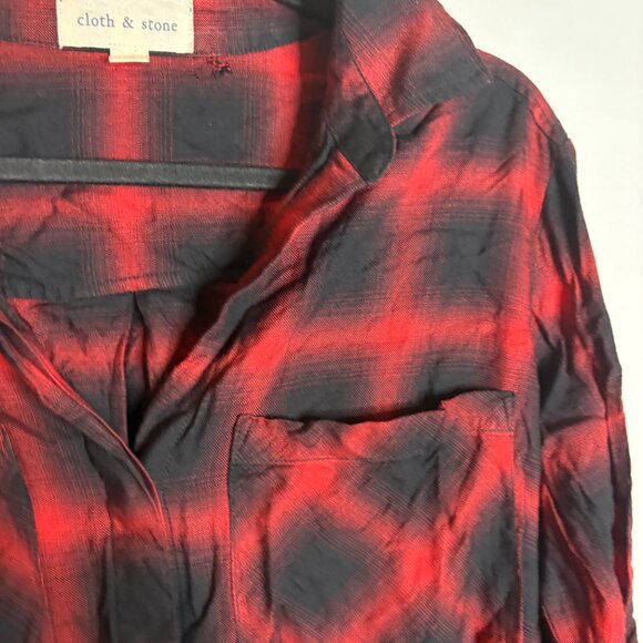 Anthropologie Cloth & Stone plaid flannel tie button down shirt - Picture 2 of 6